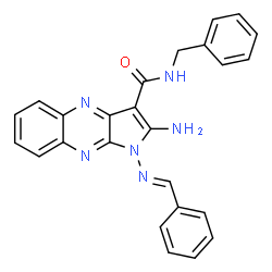 ChemSpider 2D Image | 2-Amino-N-benzyl-1-[(E)-benzylideneamino]-1H-pyrrolo[2,3-b]quinoxaline-3-carboxamide | C25H20N6O