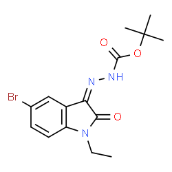 ChemSpider 2D Image | tert-Butyl (2Z)-2-(5-bromo-1-ethyl-2-oxo-1,2-dihydro-3H-indol-3-ylidene)hydrazinecarboxylate | C15H18BrN3O3