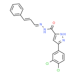 ChemSpider 2D Image | 3-(3,4-Dichlorophenyl)-N'-[(1E,2E)-3-phenyl-2-propen-1-ylidene]-1H-pyrazole-5-carbohydrazide | C19H14Cl2N4O