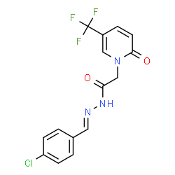 ChemSpider 2D Image | N'-[(E)-(4-Chlorophenyl)methylene]-2-[2-oxo-5-(trifluoromethyl)-1(2H)-pyridinyl]acetohydrazide | C15H11ClF3N3O2