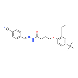 ChemSpider 2D Image | 4-[2,4-Bis(2-methyl-2-butanyl)phenoxy]-N'-[(E)-(4-cyanophenyl)methylene]butanehydrazide | C28H37N3O2