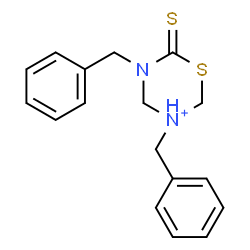 ChemSpider 2D Image | 3,5-Dibenzyl-6-thioxo-1,3,5-thiadiazinan-3-ium | C17H19N2S2
