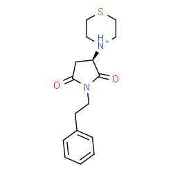ChemSpider 2D Image | 4-[(3R)-2,5-Dioxo-1-(2-phenylethyl)-3-pyrrolidinyl]thiomorpholin-4-ium | C16H21N2O2S