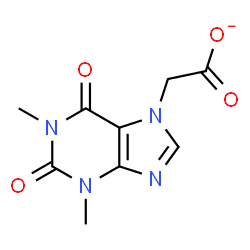 ChemSpider 2D Image | (1,3-Dimethyl-2,6-dioxo-1,2,3,6-tetrahydro-7H-purin-7-yl)acetate | C9H9N4O4