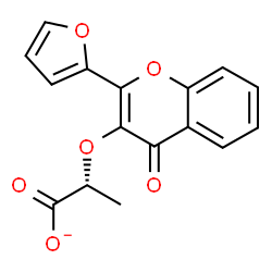 ChemSpider 2D Image | (2R)-2-{[2-(2-Furyl)-4-oxo-4H-chromen-3-yl]oxy}propanoate | C16H11O6