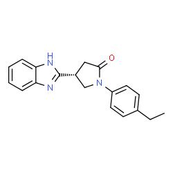 ChemSpider 2D Image | (4R)-4-(1H-Benzimidazol-2-yl)-1-(4-ethylphenyl)-2-pyrrolidinone | C19H19N3O