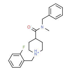 ChemSpider 2D Image | 4-[Benzyl(methyl)carbamoyl]-1-(2-fluorobenzyl)piperidinium | C21H26FN2O