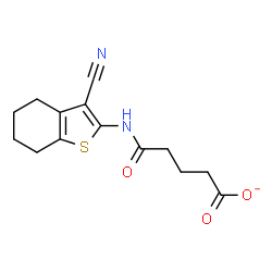 ChemSpider 2D Image | 5-[(3-Cyano-4,5,6,7-tetrahydro-1-benzothiophen-2-yl)amino]-5-oxopentanoate | C14H15N2O3S