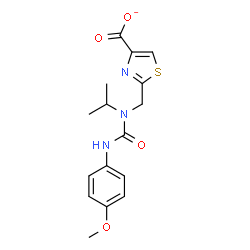 ChemSpider 2D Image | 2-({Isopropyl[(4-methoxyphenyl)carbamoyl]amino}methyl)-1,3-thiazole-4-carboxylate | C16H18N3O4S