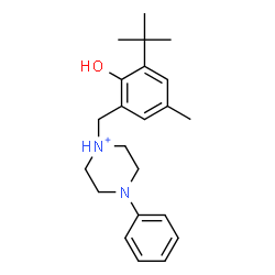 ChemSpider 2D Image | 1-[2-Hydroxy-5-methyl-3-(2-methyl-2-propanyl)benzyl]-4-phenylpiperazin-1-ium | C22H31N2O