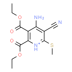 ChemSpider 2D Image | 4-Amino-3-cyano-5,6-bis(ethoxycarbonyl)-2-(methylsulfanyl)pyridinium | C13H16N3O4S