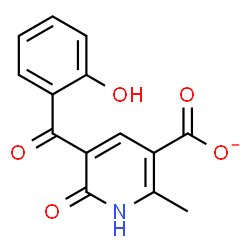 ChemSpider 2D Image | 5-(2-Hydroxybenzoyl)-2-methyl-6-oxo-1,6-dihydro-3-pyridinecarboxylate | C14H10NO5
