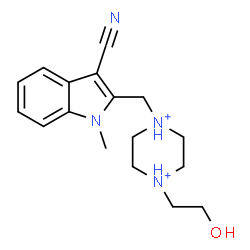 ChemSpider 2D Image | 1-[(3-Cyano-1-methyl-1H-indol-2-yl)methyl]-4-(2-hydroxyethyl)piperazinediium | C17H24N4O