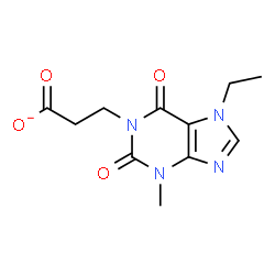 ChemSpider 2D Image | 3-(7-Ethyl-3-methyl-2,6-dioxo-2,3,6,7-tetrahydro-1H-purin-1-yl)propanoate | C11H13N4O4