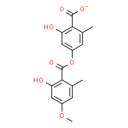 ChemSpider 2D Image | 2-Hydroxy-4-[(2-hydroxy-4-methoxy-6-methylbenzoyl)oxy]-6-methylbenzoate | C17H15O7