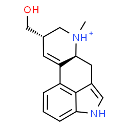 ChemSpider 2D Image | [(5alpha,8alpha)-6-Methyl-9,10-didehydroergolin-6-ium-8-yl]methanol | C16H19N2O