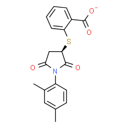 ChemSpider 2D Image | 2-{[(3R)-1-(2,4-Dimethylphenyl)-2,5-dioxo-3-pyrrolidinyl]sulfanyl}benzoate | C19H16NO4S