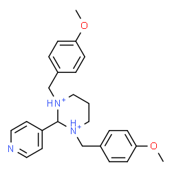 ChemSpider 2D Image | 1,3-Bis(4-methoxybenzyl)-2-(4-pyridinyl)hexahydropyrimidinediium | C25H31N3O2