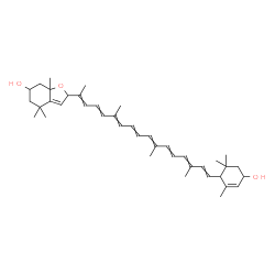ChemSpider 2D Image | 4',5'-Didehydro-5,5',6',8-tetrahydro-5,8-epoxy-beta,beta-carotene-3,3'-diol | C40H56O3