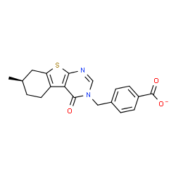ChemSpider 2D Image | 4-{[(7R)-7-Methyl-4-oxo-5,6,7,8-tetrahydro[1]benzothieno[2,3-d]pyrimidin-3(4H)-yl]methyl}benzoate | C19H17N2O3S