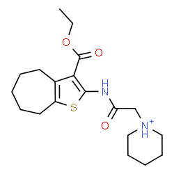 ChemSpider 2D Image | 1-(2-{[3-(Ethoxycarbonyl)-5,6,7,8-tetrahydro-4H-cyclohepta[b]thiophen-2-yl]amino}-2-oxoethyl)piperidinium | C19H29N2O3S