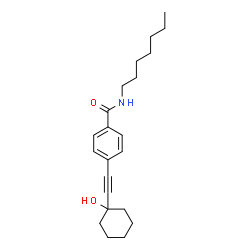 ChemSpider 2D Image | N-Heptyl-4-[(1-hydroxycyclohexyl)ethynyl]benzamide | C22H31NO2
