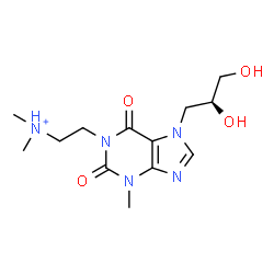 ChemSpider 2D Image | 2-{7-[(2S)-2,3-Dihydroxypropyl]-3-methyl-2,6-dioxo-2,3,6,7-tetrahydro-1H-purin-1-yl}-N,N-dimethylethanaminium | C13H22N5O4
