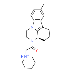 ChemSpider 2D Image | 1-{2-[(3aR)-8-Methyl-1,2,3a,4,5,6-hexahydro-3H-pyrazino[3,2,1-jk]carbazol-3-yl]-2-oxoethyl}piperidinium | C22H30N3O