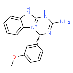 ChemSpider 2D Image | (4S)-2-Amino-4-(3-methoxyphenyl)-4,10-dihydro-1H-[1,3,5]triazino[1,2-a]benzimidazol-5-ium | C16H16N5O