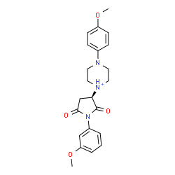 ChemSpider 2D Image | 4-(4-Methoxyphenyl)-1-[(3R)-1-(3-methoxyphenyl)-2,5-dioxo-3-pyrrolidinyl]piperazin-1-ium | C22H26N3O4
