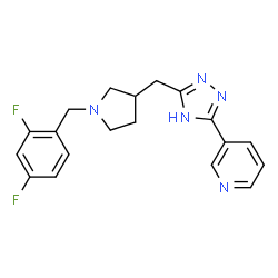 ChemSpider 2D Image | 3-(5-{[1-(2,4-Difluorobenzyl)-3-pyrrolidinyl]methyl}-4H-1,2,4-triazol-3-yl)pyridine | C19H19F2N5