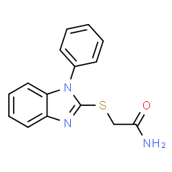 ChemSpider 2D Image | 2-[(1-phenyl-1,3-benzodiazol-2-yl)sulfanyl]acetamide | C15H13N3OS