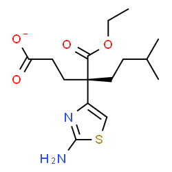 ChemSpider 2D Image | (4S)-4-(2-Amino-1,3-thiazol-4-yl)-4-(ethoxycarbonyl)-7-methyloctanoate | C15H23N2O4S