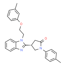 ChemSpider 2D Image | (4R)-4-{1-[2-(3-Methylphenoxy)ethyl]-1H-benzimidazol-2-yl}-1-(4-methylphenyl)-2-pyrrolidinone | C27H27N3O2