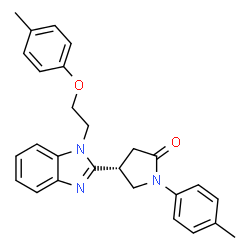 ChemSpider 2D Image | (4R)-4-{1-[2-(4-Methylphenoxy)ethyl]-1H-benzimidazol-2-yl}-1-(4-methylphenyl)-2-pyrrolidinone | C27H27N3O2
