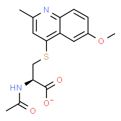 ChemSpider 2D Image | (2R)-2-Acetamido-3-[(6-methoxy-2-methyl-4-quinolinyl)sulfanyl]propanoate | C16H17N2O4S