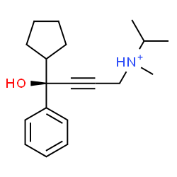 ChemSpider 2D Image | (4R)-4-Cyclopentyl-4-hydroxy-N-isopropyl-N-methyl-4-phenyl-2-butyn-1-aminium | C19H28NO