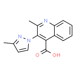 ChemSpider 2D Image | 2-Methyl-3-(3-methyl-pyrazol-1-yl)-quinoline-4-carboxylic acid | C15H13N3O2