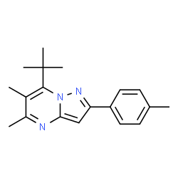 ChemSpider 2D Image | Pyrazolo[1,5-a]pyrimidine, 7-tert-butyl-5,6-dimethyl-2-(4-methylphenyl)- | C19H23N3