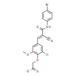 ChemSpider 2D Image | (4-{(1E)-3-[(4-Bromophenyl)amino]-2-cyano-3-oxo-1-propen-1-yl}-2-chloro-6-methoxyphenoxy)acetate | C19H13BrClN2O5
