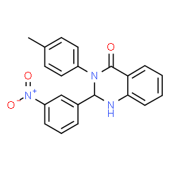 ChemSpider 2D Image | 2-(3-Nitro-phenyl)-3-p-tolyl-2,3-dihydro-1H-quinazolin-4-one | C21H17N3O3