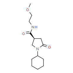 ChemSpider 2D Image | (3S)-1-Cyclohexyl-N-(2-methoxyethyl)-5-oxo-3-pyrrolidinecarboxamide | C14H24N2O3