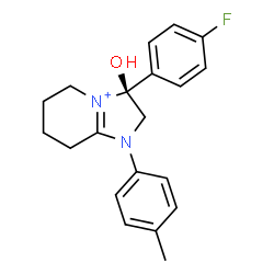 ChemSpider 2D Image | (3S)-3-(4-Fluorophenyl)-3-hydroxy-1-(4-methylphenyl)-2,3,5,6,7,8-hexahydro-1H-imidazo[1,2-a]pyridin-4-ium | C20H22FN2O