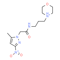 ChemSpider 2D Image | 4-(3-{[(5-Methyl-3-nitro-1H-pyrazol-1-yl)acetyl]amino}propyl)morpholin-4-ium | C13H22N5O4