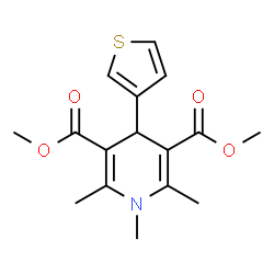 ChemSpider 2D Image | Dimethyl 1,2,6-trimethyl-4-(3-thienyl)-1,4-dihydro-3,5-pyridinedicarboxylate | C16H19NO4S