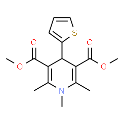 ChemSpider 2D Image | Dimethyl 1,2,6-trimethyl-4-(2-thienyl)-1,4-dihydro-3,5-pyridinedicarboxylate | C16H19NO4S