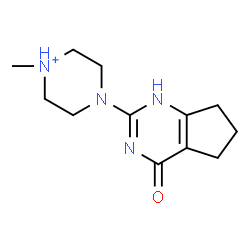 ChemSpider 2D Image | 1-Methyl-4-(4-oxo-4,5,6,7-tetrahydro-1H-cyclopenta[d]pyrimidin-2-yl)piperazin-1-ium | C12H19N4O