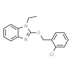 ChemSpider 2D Image | Benzimidazole, 2-(2-chlorobenzylthio)-1-ethyl- | C16H15ClN2S