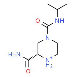 ChemSpider 2D Image | (2S)-2-Carbamoyl-4-(isopropylcarbamoyl)piperazin-1-ium | C9H19N4O2