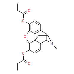 ChemSpider 2D Image | 17-Methyl-7,8-didehydro-4,5-epoxymorphinan-3,6-diyl dipropanoate | C23H27NO5